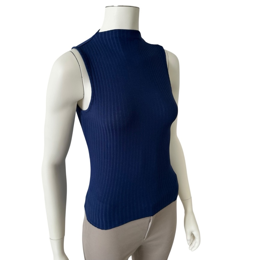 Zara Ribbed Sleeveless Top - Navy Blue size S
